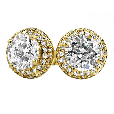 Solitaire Center Micro Pave CZ Bling Bling Earrings