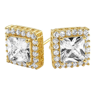 Micro Pave Square Cut CZ Bling Bling Earrings