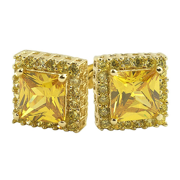 Micro Pave Square Cut CZ Bling Bling Earrings