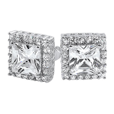 Micro Pave Square Cut CZ Bling Bling Earrings