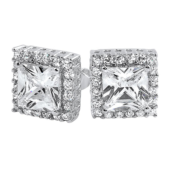 Micro Pave Square Cut CZ Bling Bling Earrings