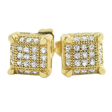 Mini Cube Micro Pave CZ Bling Bling Earrings