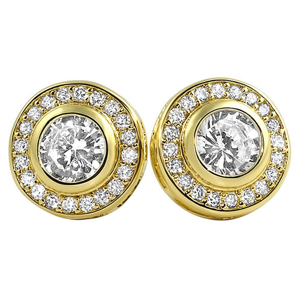 Solitaire Circle Micro Pave CZ Bling Bling Earrings