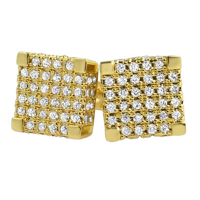 Large Square Cube Micro Pave CZ Bling Bling Earrings
