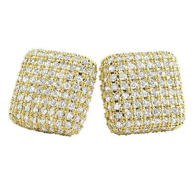 Xl Cube Rounded Micro Pave CZ Bling Bling Earrings