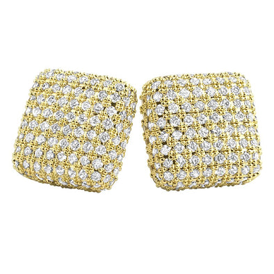Xl Cube Rounded Micro Pave CZ Bling Bling Earrings