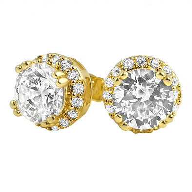 Solitaire Centerstone Micro Pave CZ Bling Bling Earrings