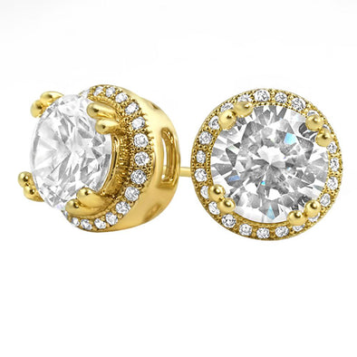 Solitaire Big Shine Micro Pave CZ Bling Bling Earrings