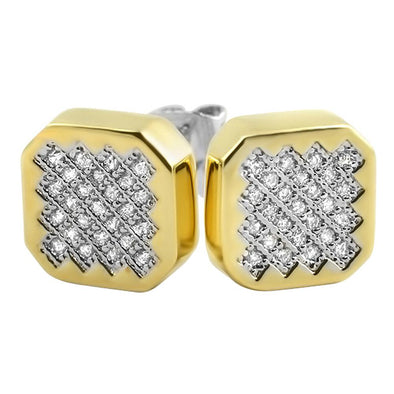 Jagged Box Micro Pave CZ Bling Bling Earrings