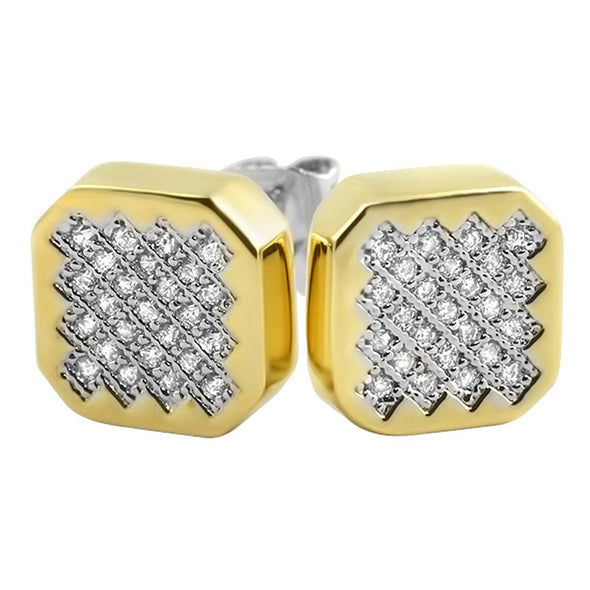 Jagged Box Micro Pave CZ Bling Bling Earrings