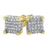 3D Thick Cube Micro Pave CZ Bling Bling Earrings