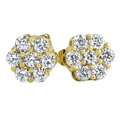 Large 3D Cluster Micro Pave CZ Bling Bling Earrings