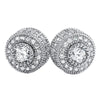 3D Cluster Circle Round Micro Pave CZ Bling Bling Earrings