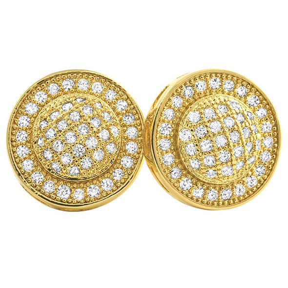 Domed Circles Micro Pave CZ Bling Bling Earrings