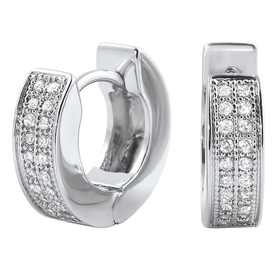 Huggies 2 Row Micro Pave CZ Bling Bling Earrings