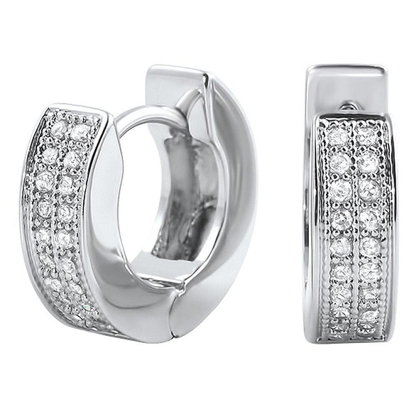 Huggies 2 Row Micro Pave CZ Bling Bling Earrings