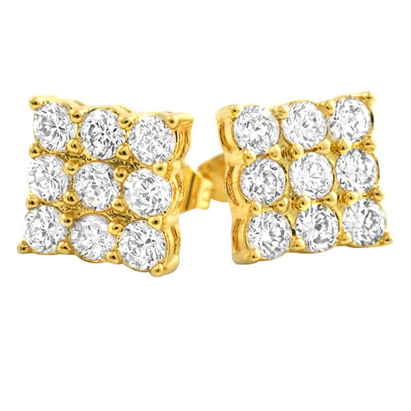 3 Row Box Micro Pave CZ Bling Bling Earrings