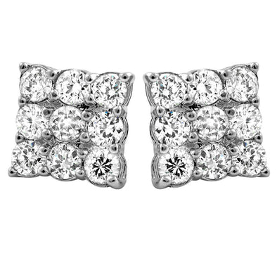 3 Row Box Micro Pave CZ Bling Bling Earrings