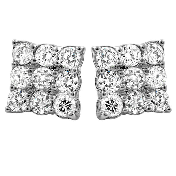 3 Row Box Micro Pave CZ Bling Bling Earrings