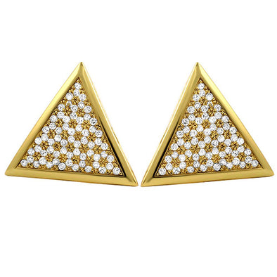 Large Triangle Micro Pave CZ Bling Bling Earrings