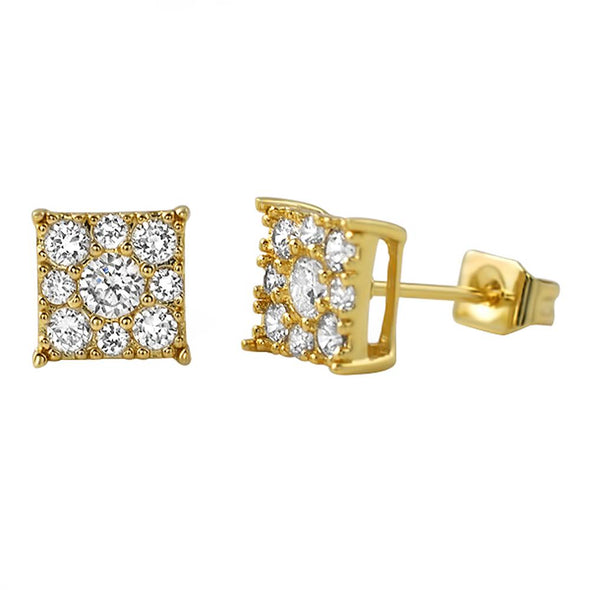 Square Cluster Micro Pave CZ Bling Bling Earrings