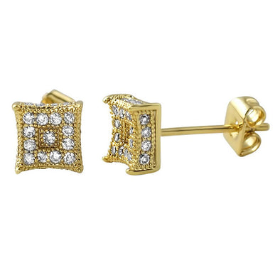 Kite Box Small Micro Pave CZ Bling Bling Earrings