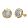 3D Box in Circle Micro Pave CZ Bling Bling Earrings