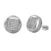 3D Box in Circle Micro Pave CZ Bling Bling Earrings