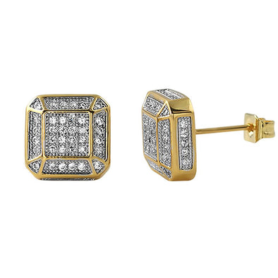 3D Executive Micro Pave CZ Bling Bling Earrings