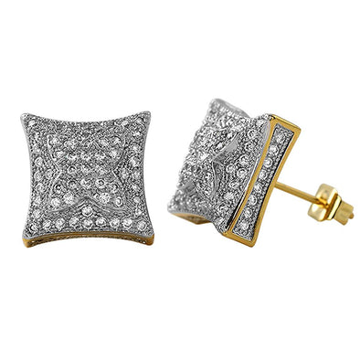 3D X Kite Micro Pave CZ Bling Bling Earrings