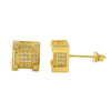 Thick Cube 3D Micro Pave CZ Bling Bling Earrings