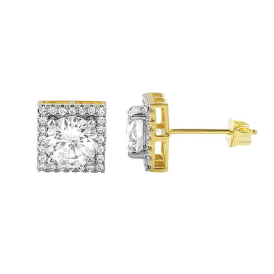 Solitaire in Square Micro Pave CZ Bling Bling Earrings