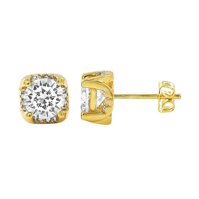 3D Stud Micro Pave CZ Bling Bling Earrings