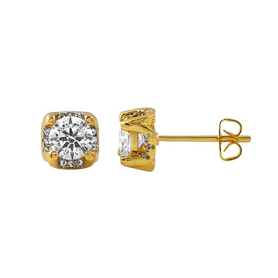 3D Stud Small Micro Pave CZ Bling Bling Earrings