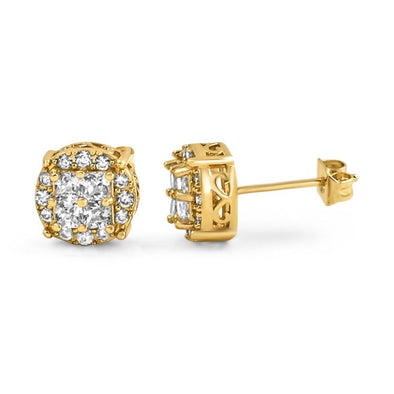 Princess Cut Circle Micro Pave CZ Bling Bling Earrings