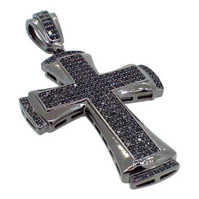 CZ Designer Black Cross Pendant