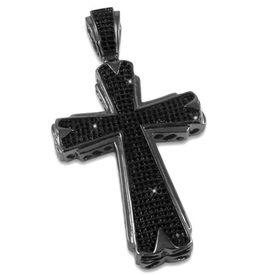 Hot Black Cross CZ Micro Pave Pendant