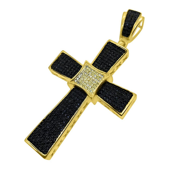 Kite Black and Yellow CZ Gold Pendant