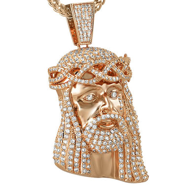 Micro Pave CZ Rose Gold Jesus Piece Pendant