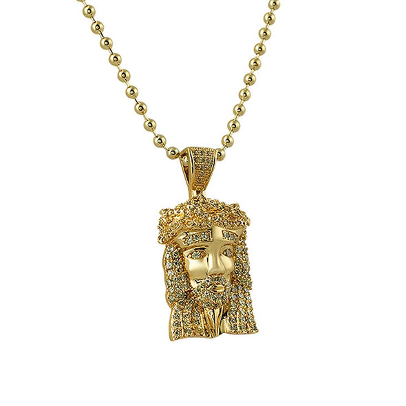 Canary Mini Jesus Piece Pendant Gold CZ