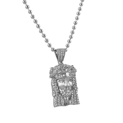 CZ Micro Jesus Piece Pendant Rhodium