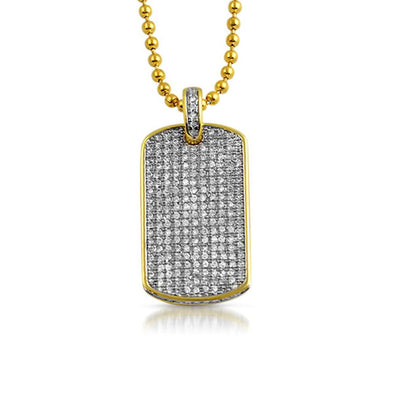 CZ Dog Tag Medium Gold Pendant