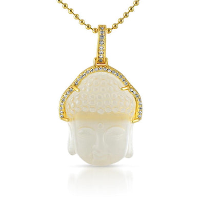 Crystal Buddha Pendant Gold CZ Outline