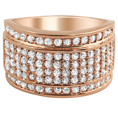 Rounded CZ Mens Micro Pave Bling Bling Ring