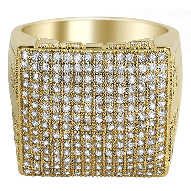 Huge Square CZ Mens Micro Pave Bling Bling Ring