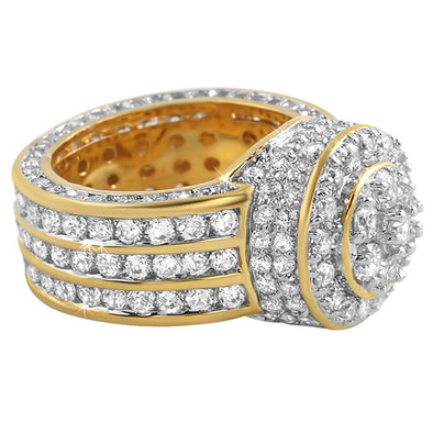 Channel Set Cluster CZ Mens Micro Pave Bling Bling Ring