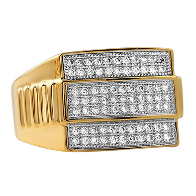 Square President CZ Mens Micro Pave Bling Bling Ring