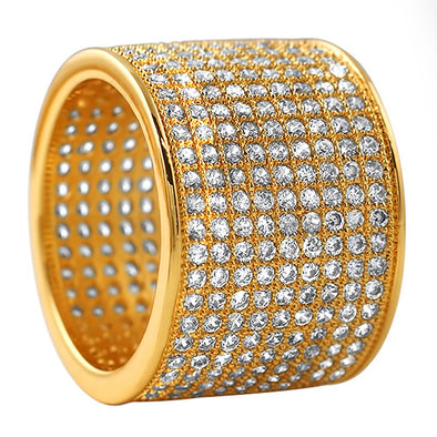 Eternity 9 Row CZ Mens Micro Pave Bling Bling Ring