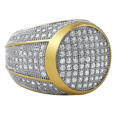 President Circle CZ Mens Micro Pave Bling Bling Ring