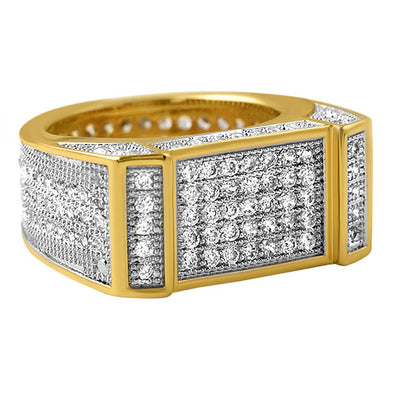 Ice Bar CZ Mens Micro Pave Bling Bling Ring